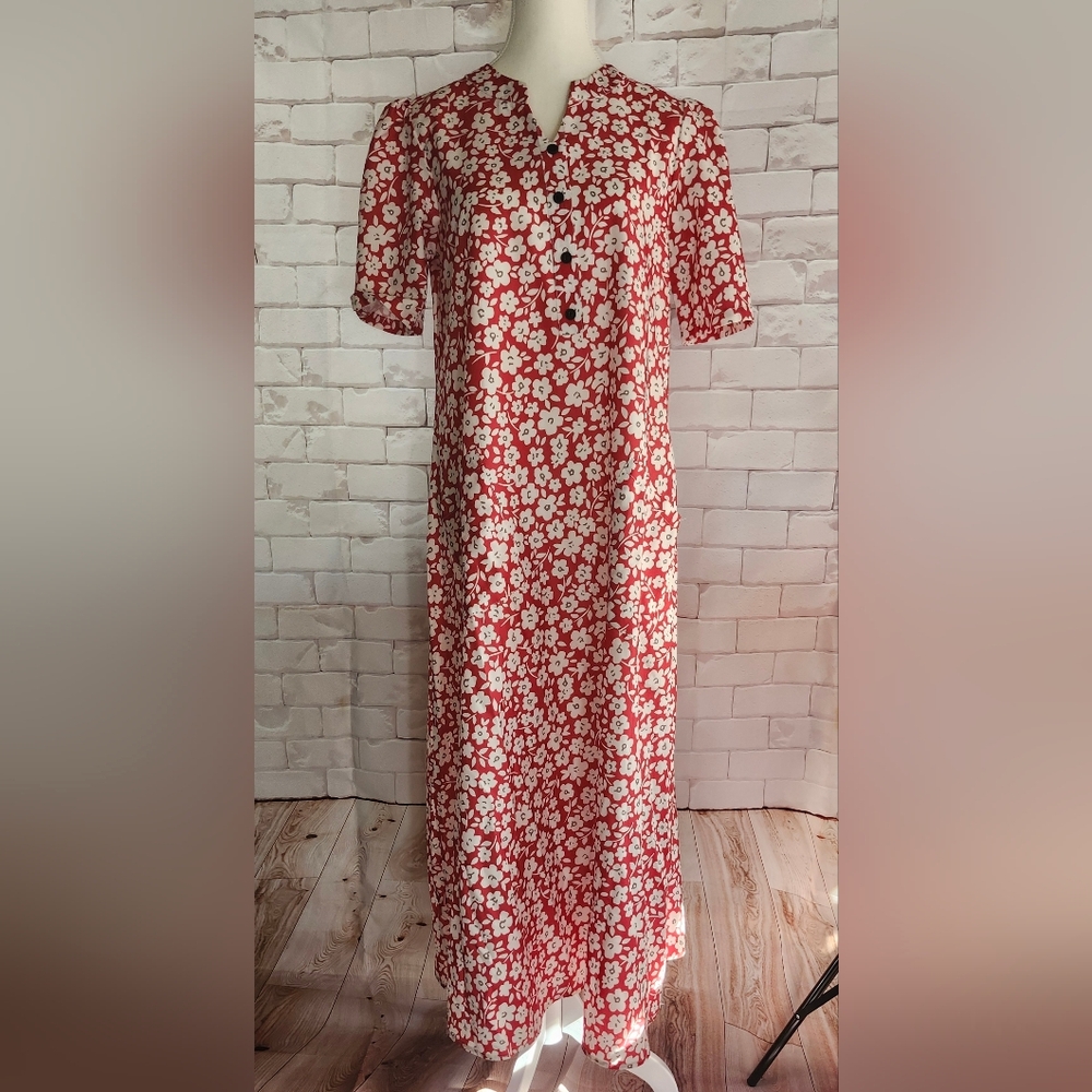 Floral Red and White Maxi Dress